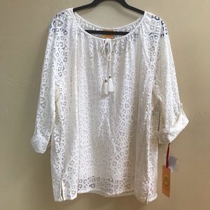 Ruby Rd Lace Top NWT Cream Size XL
